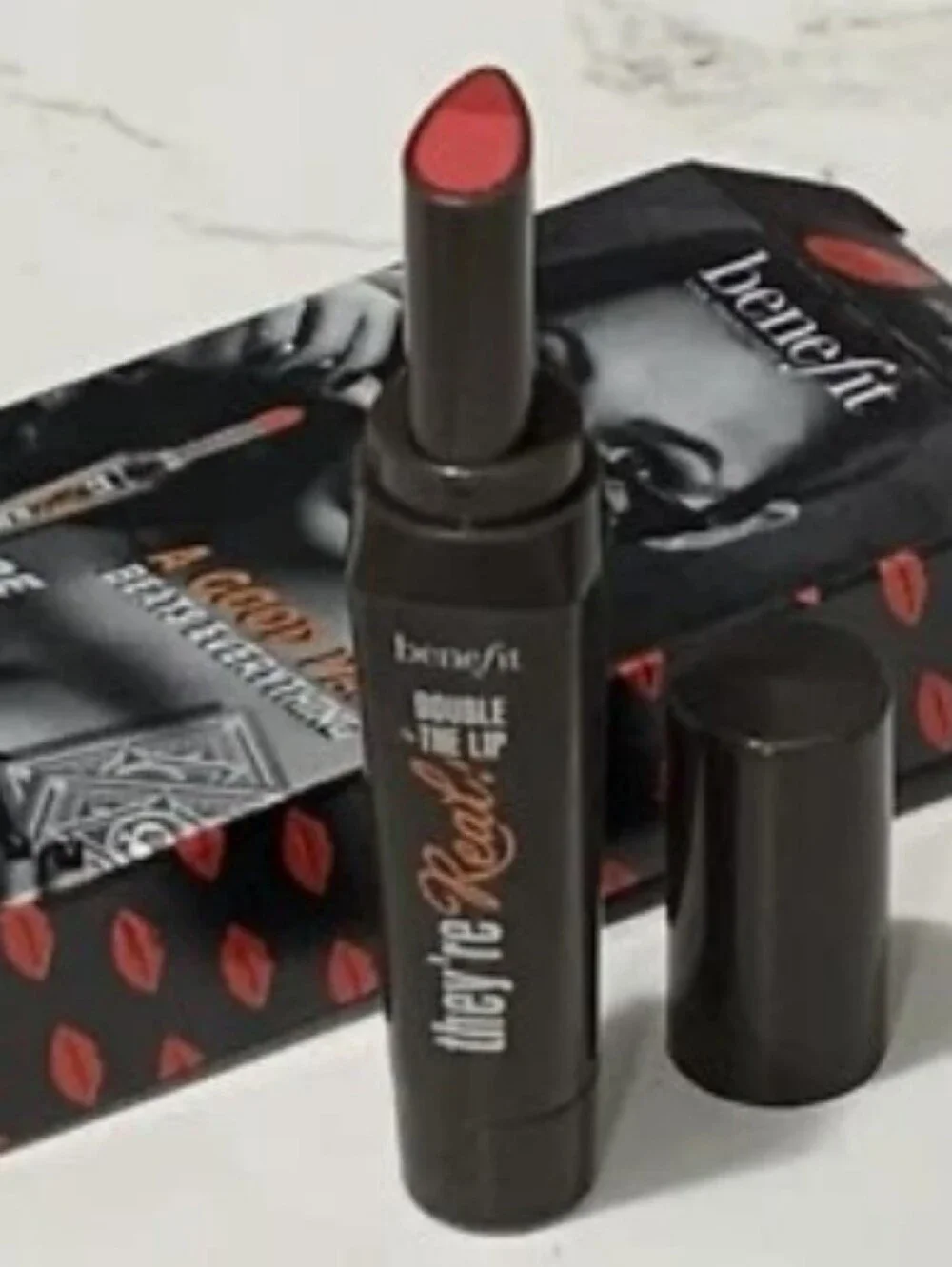Benefit They're Real Double The Lip Lipstick & Liner in One Revved-Up Red 0.02oz